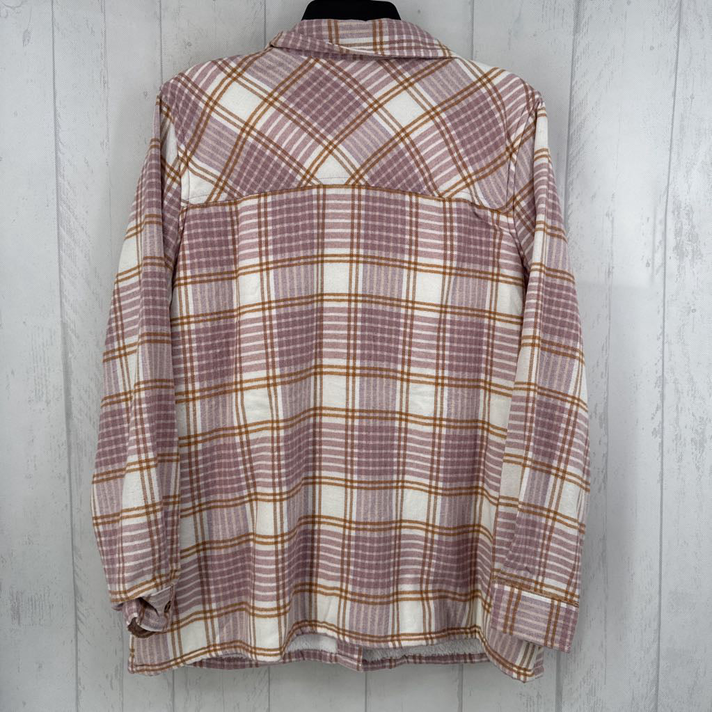 L sherpa lined plaid shacket