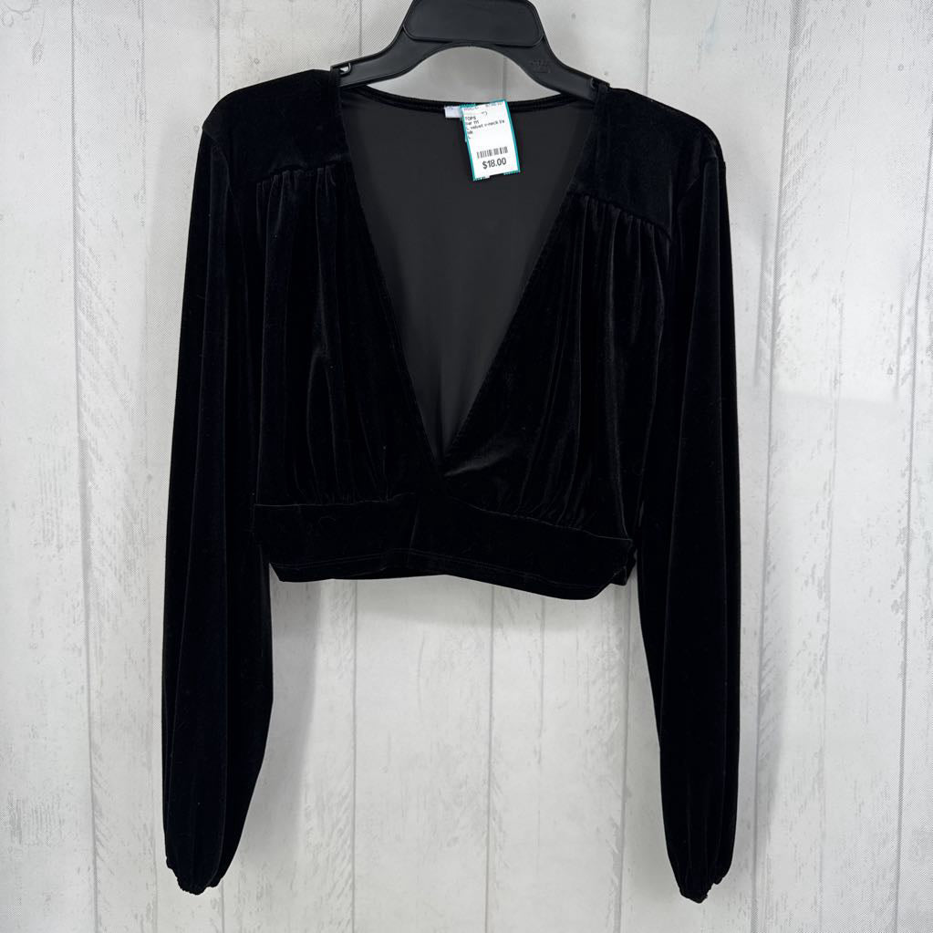 L velvet v-neck l/s top