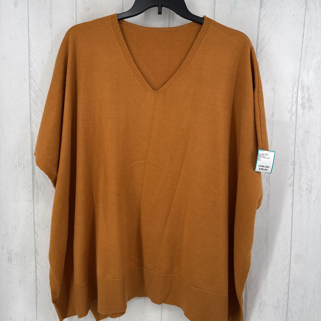 O/S v-neck knit poncho