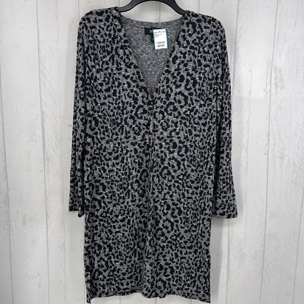 M animal print ribbed button down cardi