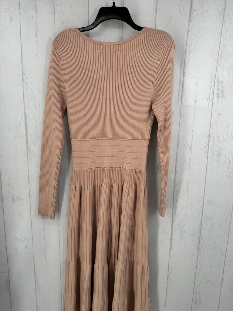 M rib knit crossover l/s dress