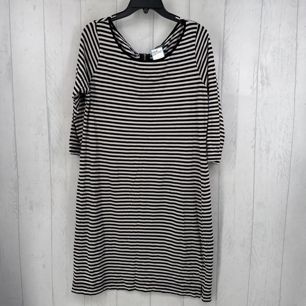 L striped zip-back l/s dress