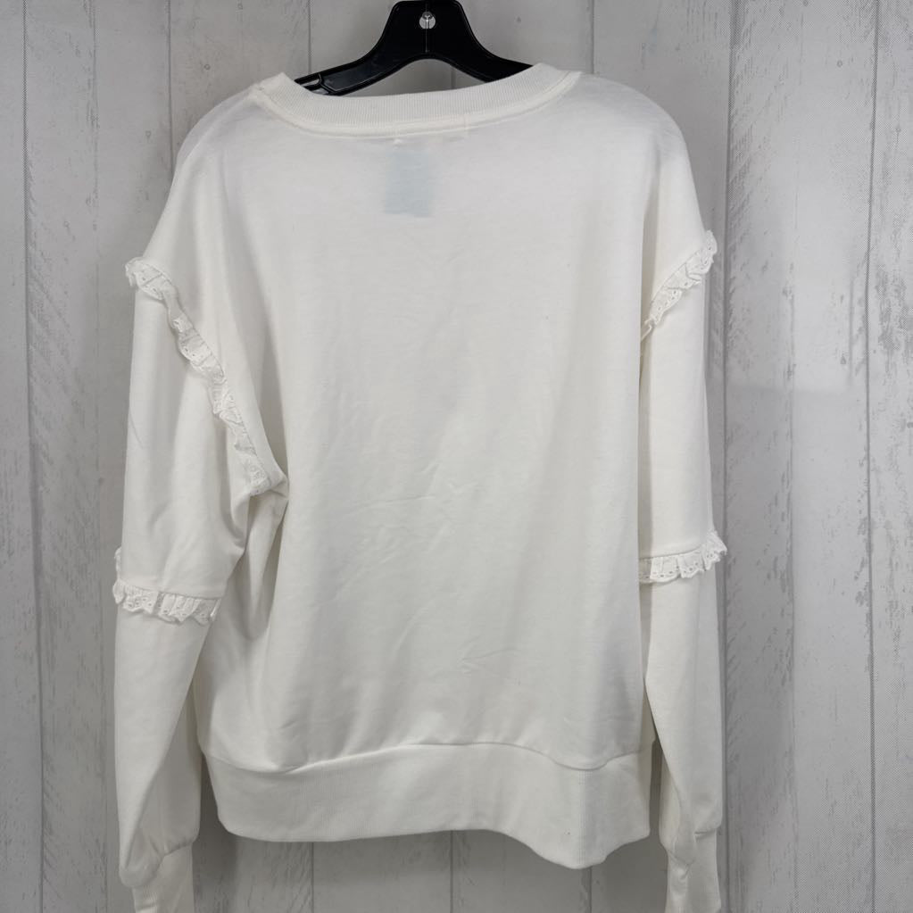 L eyelet ruffled sweatshirt