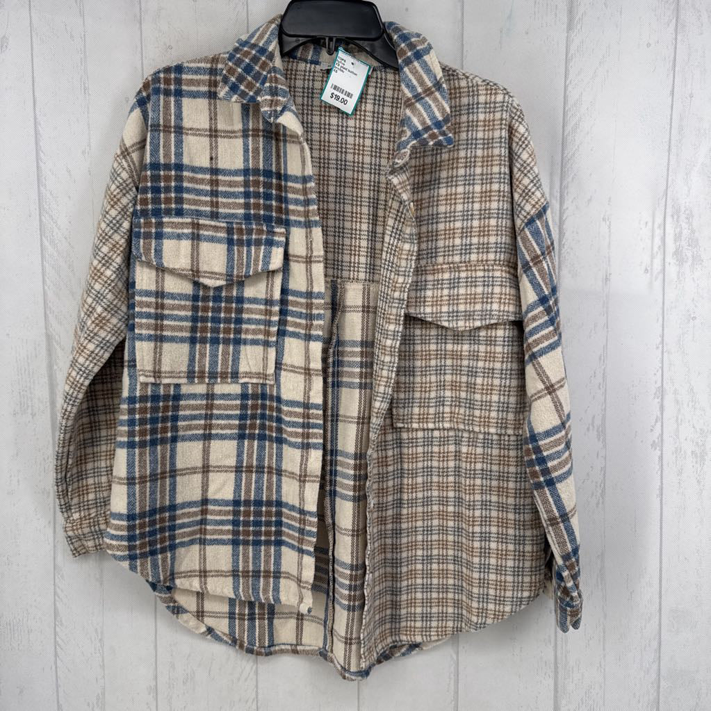 XS plaid button down l/s top