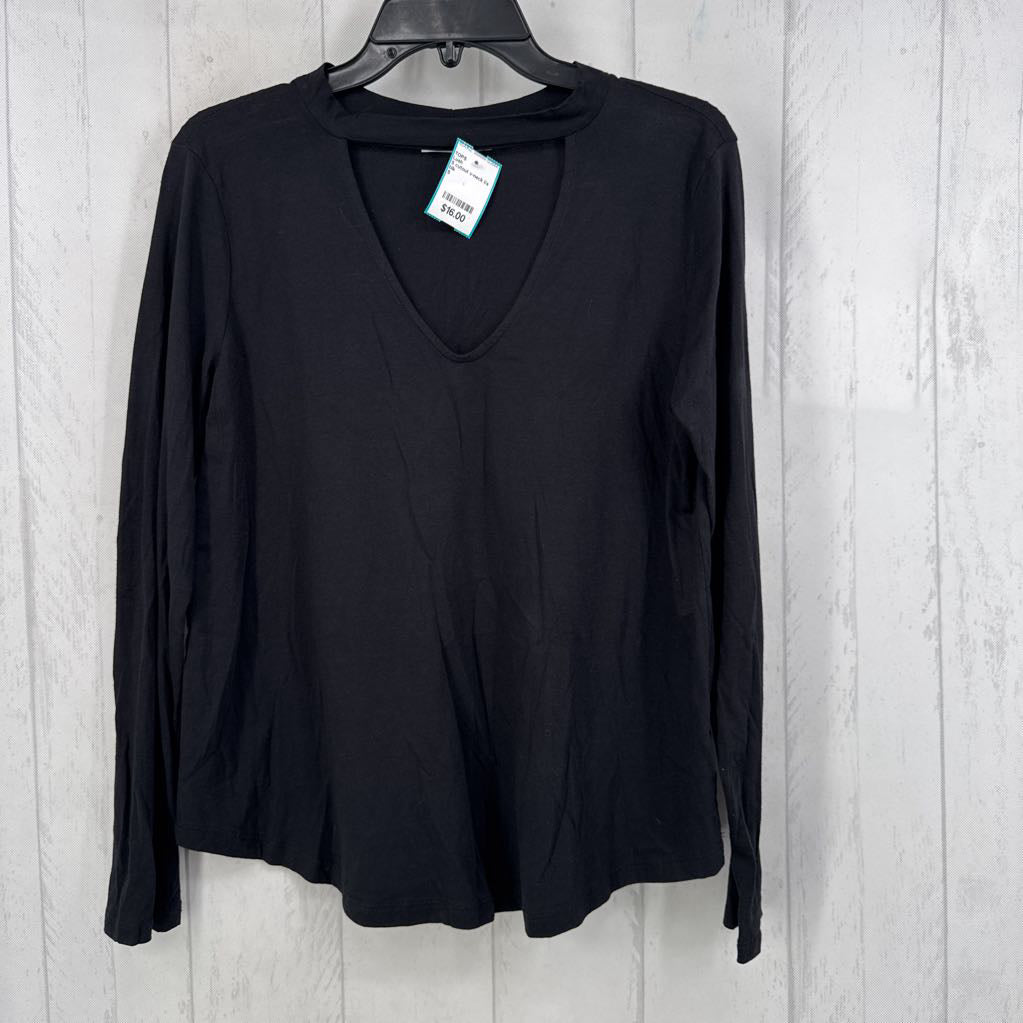 S cutout v-neck l/s tee