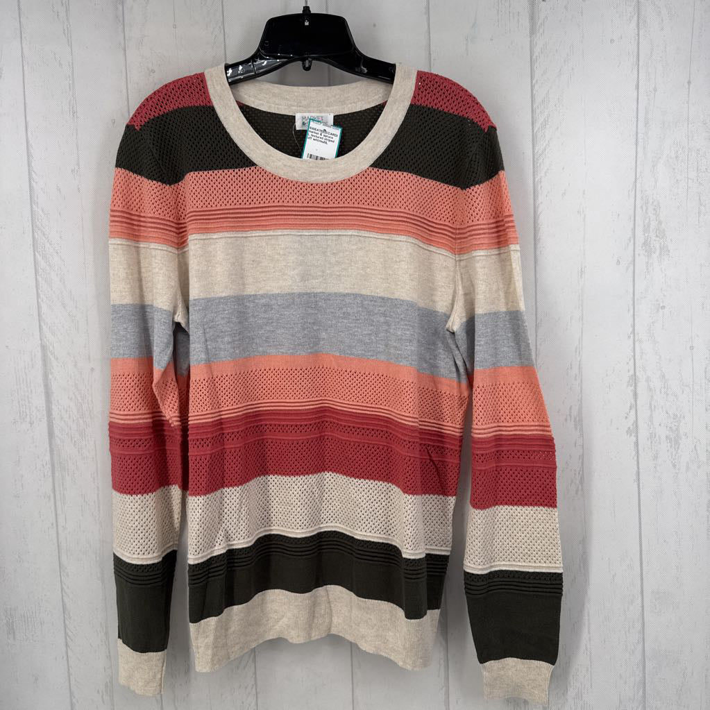 L textured striped sweater