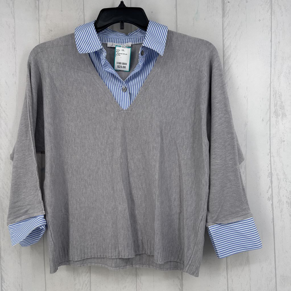 L layered 3/4 slv top