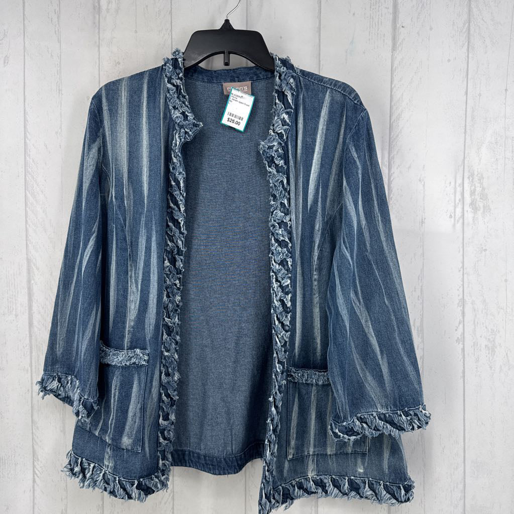 L denim open front jacket