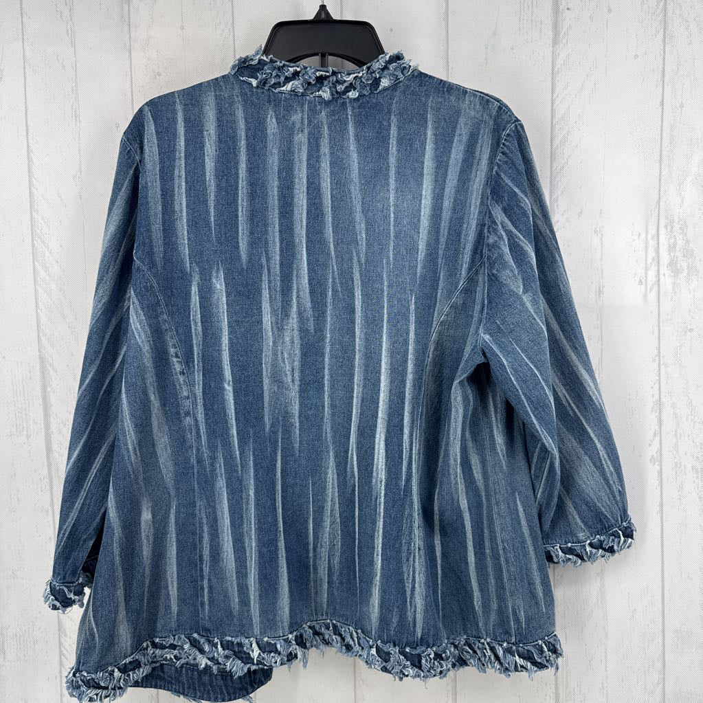 L denim open front jacket