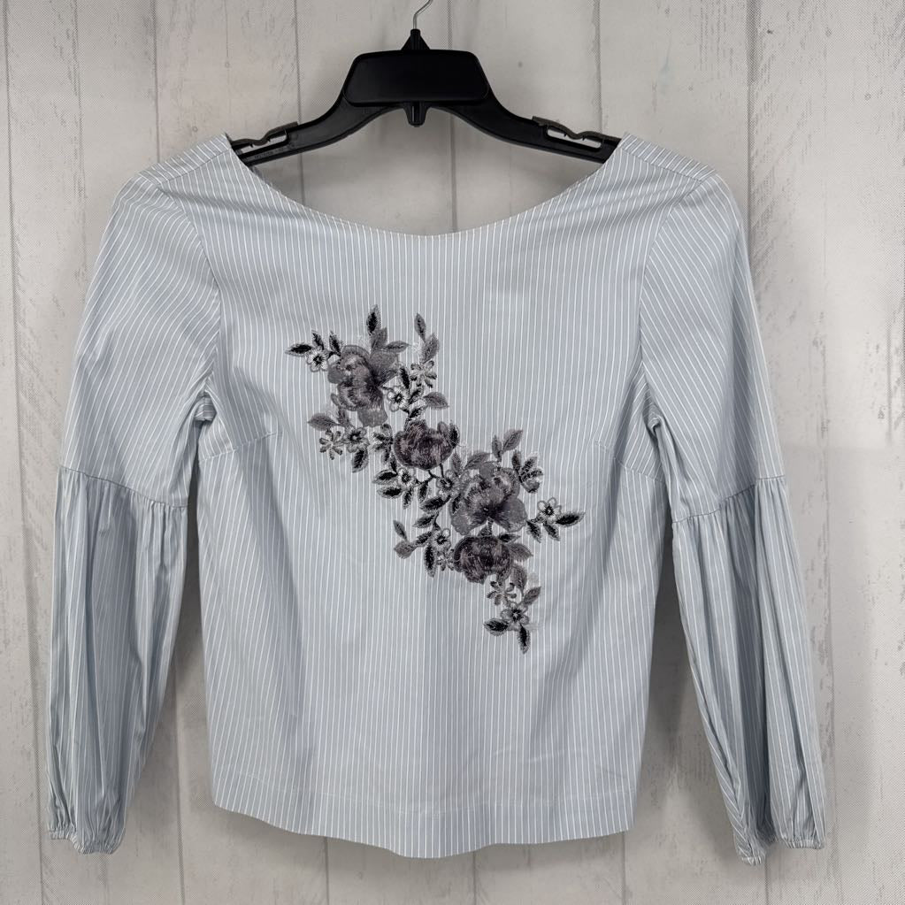 2 striped flo embroidered l/s top