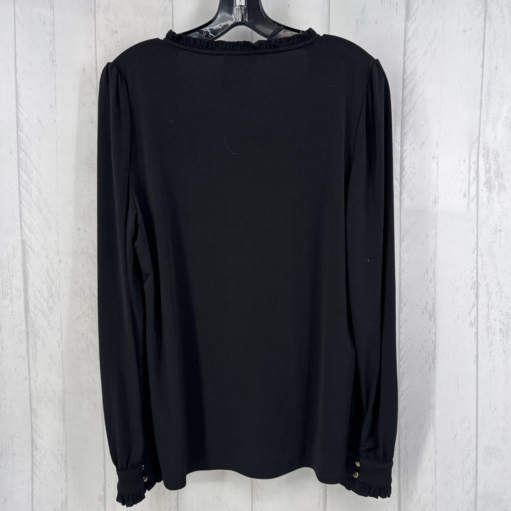 L split neck tie-front l/s top
