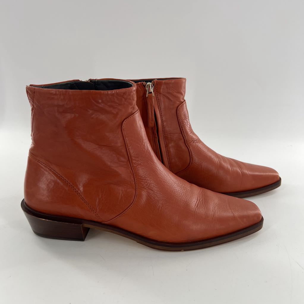 9 side zip leather ankle boots
