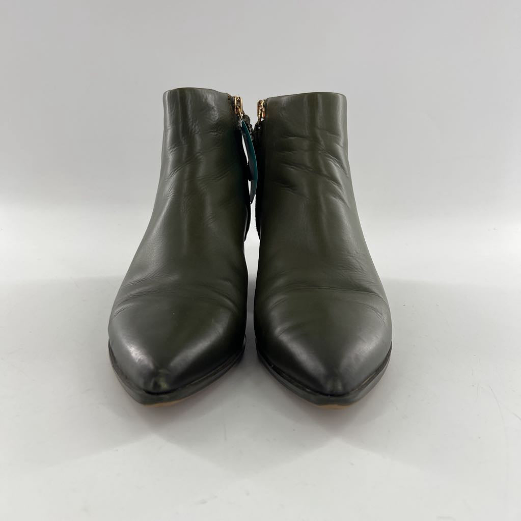 9 side zip block heel ankle boots