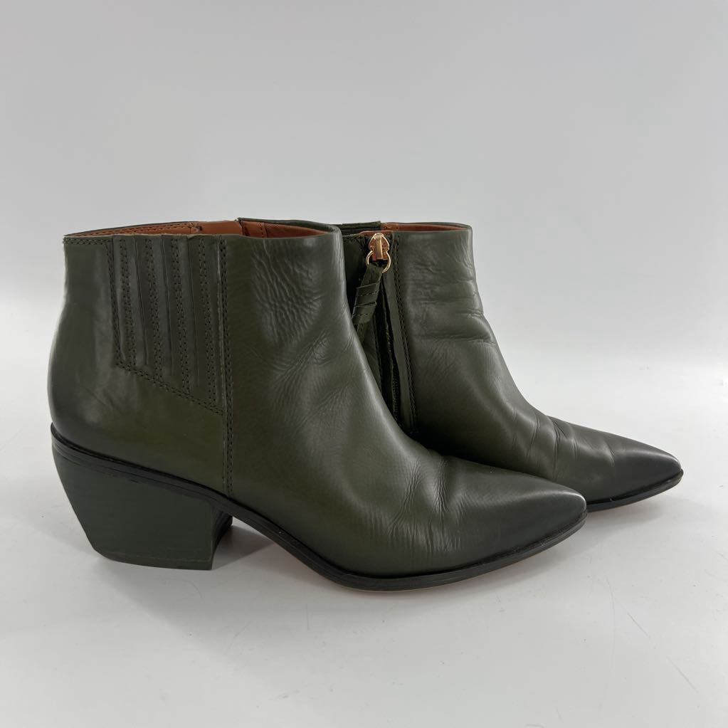 9 side zip block heel ankle boots