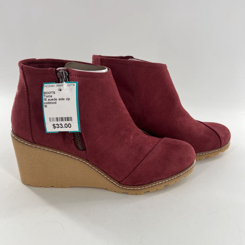 10 suede side zip wedge ankle boots