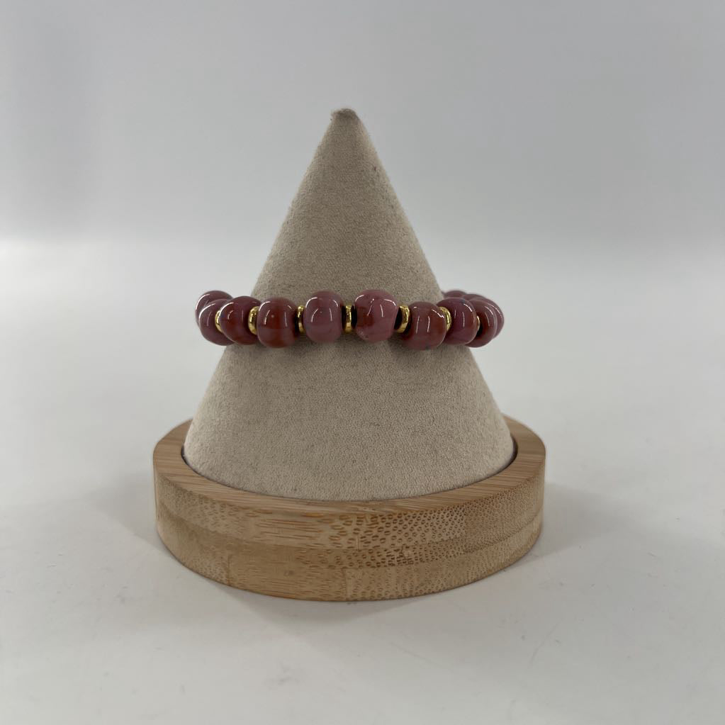 rose beaded stretch bracelet