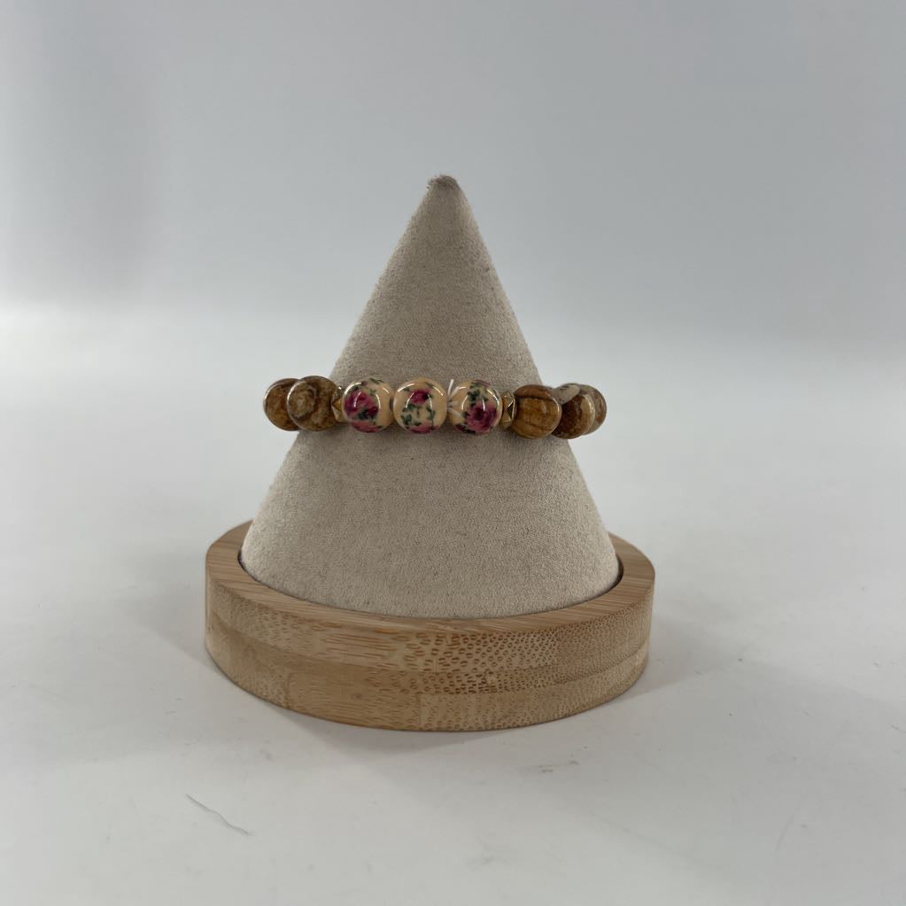 brown beaded stretch bracelet