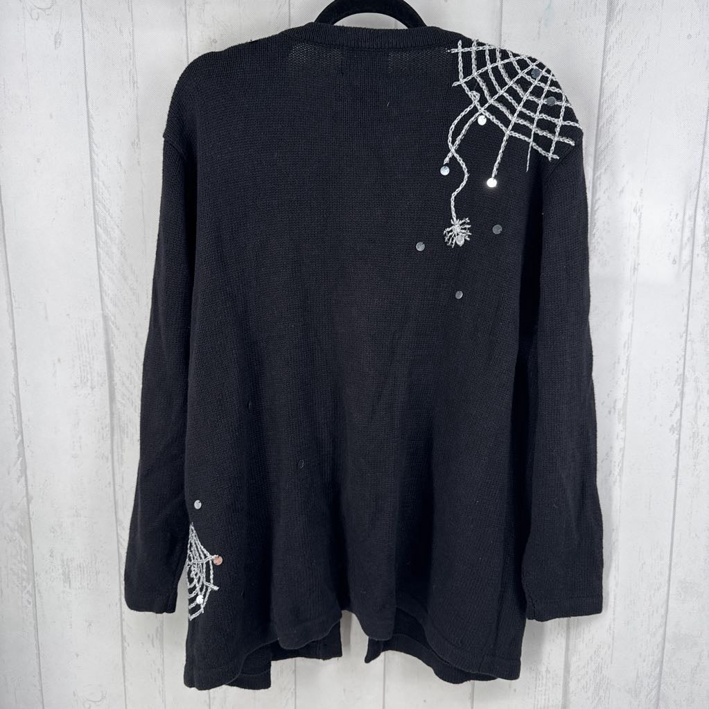 1X embroidered spider web sweater