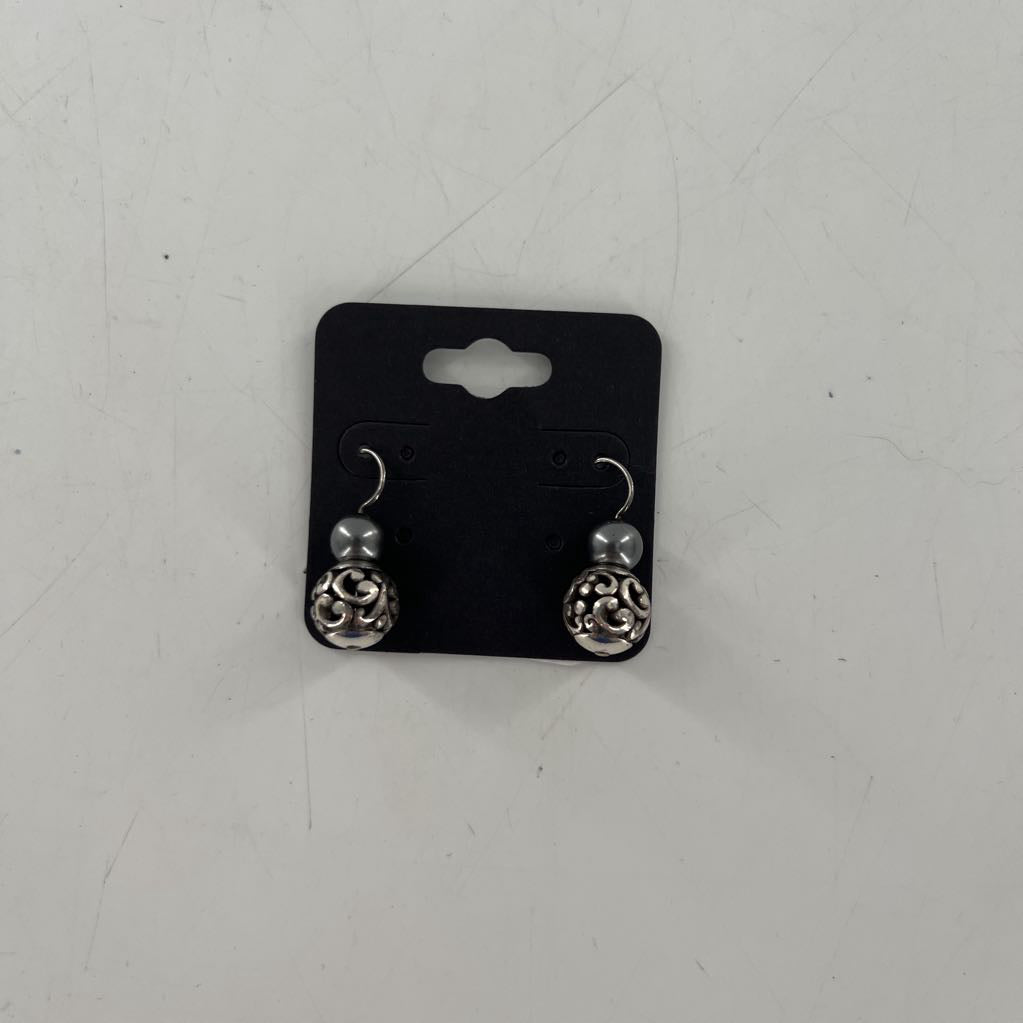 etched silver ball earrings