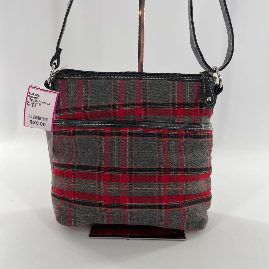 R39 plaid canvas crossbody