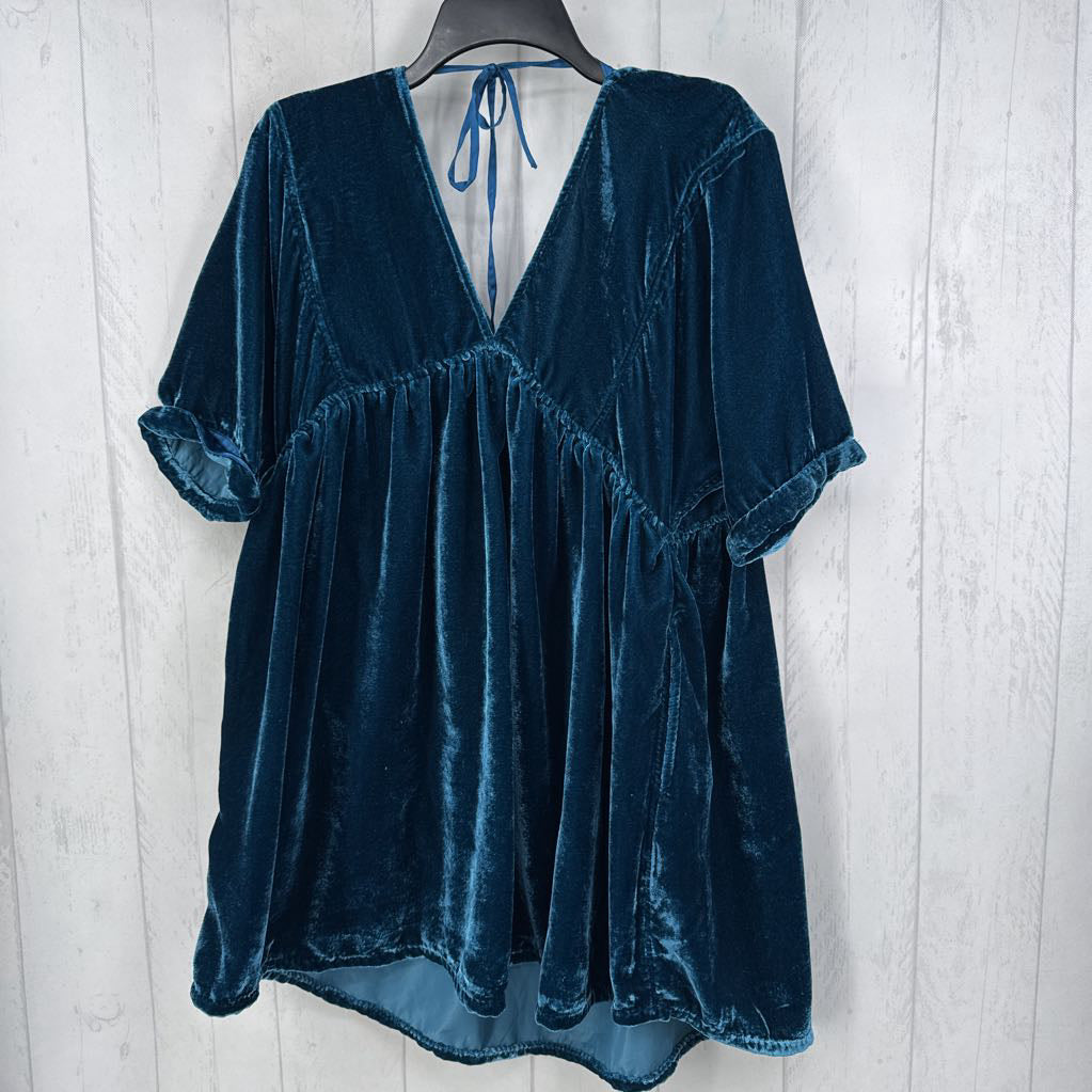 M velvet v-neck s/s dress