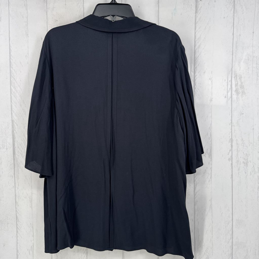 XL button down flare slv top s/s
