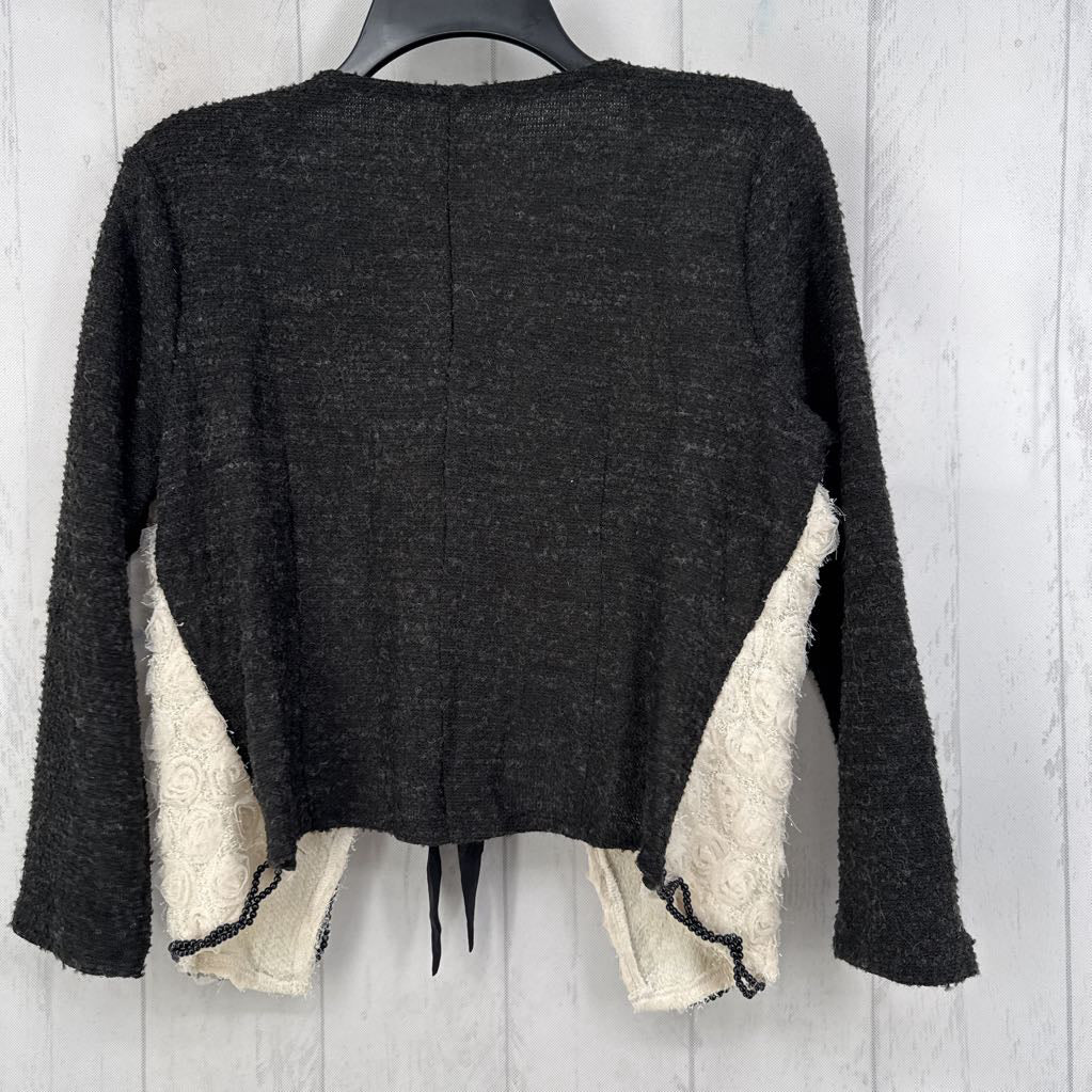 L embelished tie front cardi