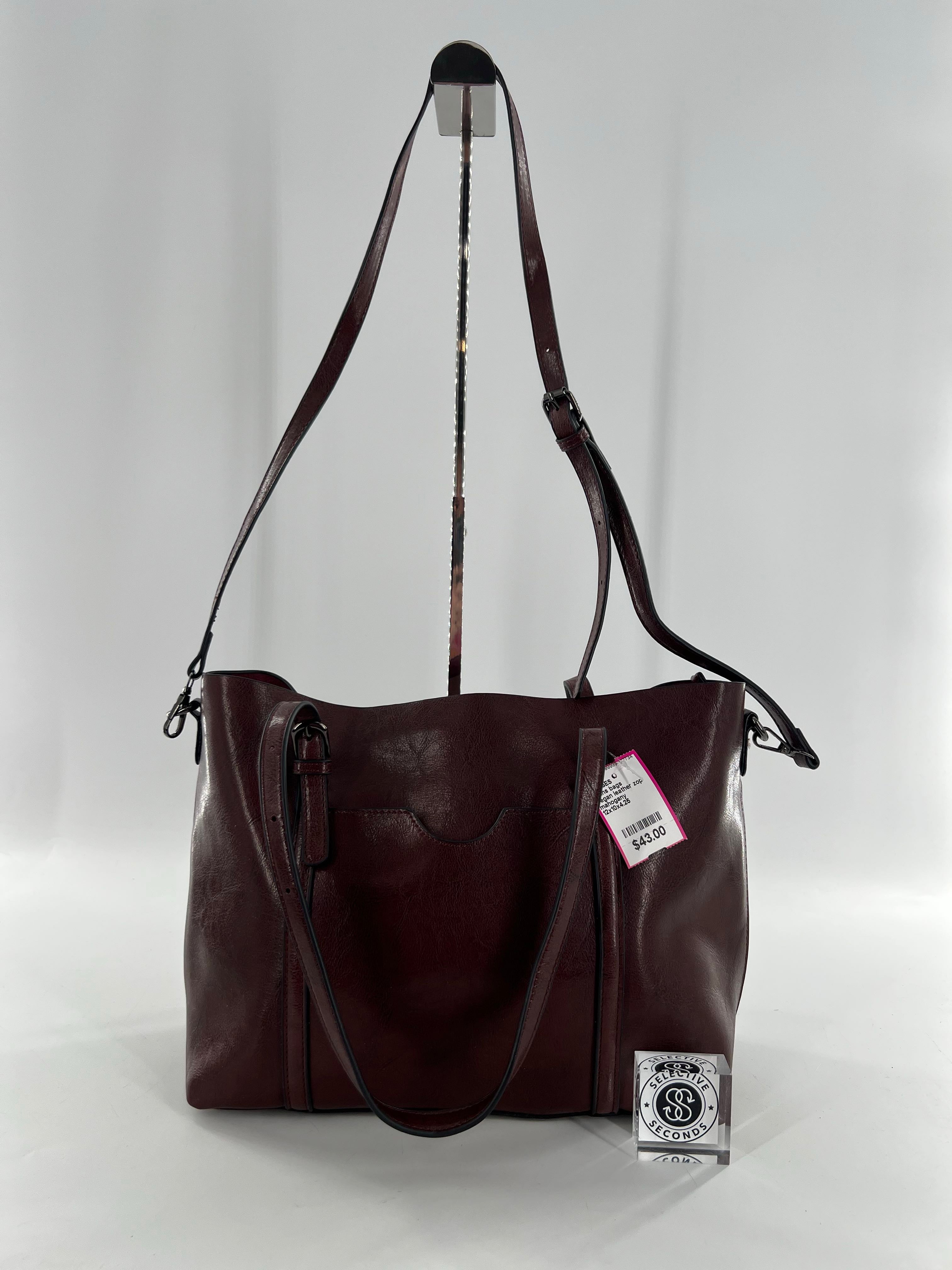 vegan leather zop zip tote