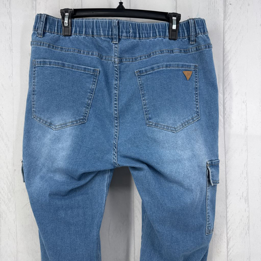 16 cargo pocket denim joggers