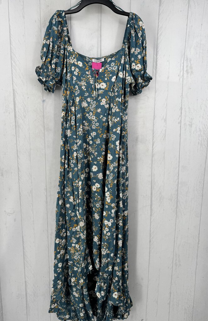 S flo print hi-lo s/s dress