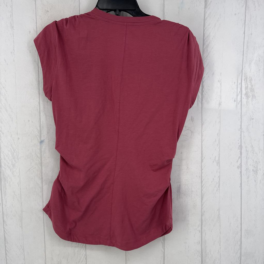 S v-neck gathered sides s/s tee