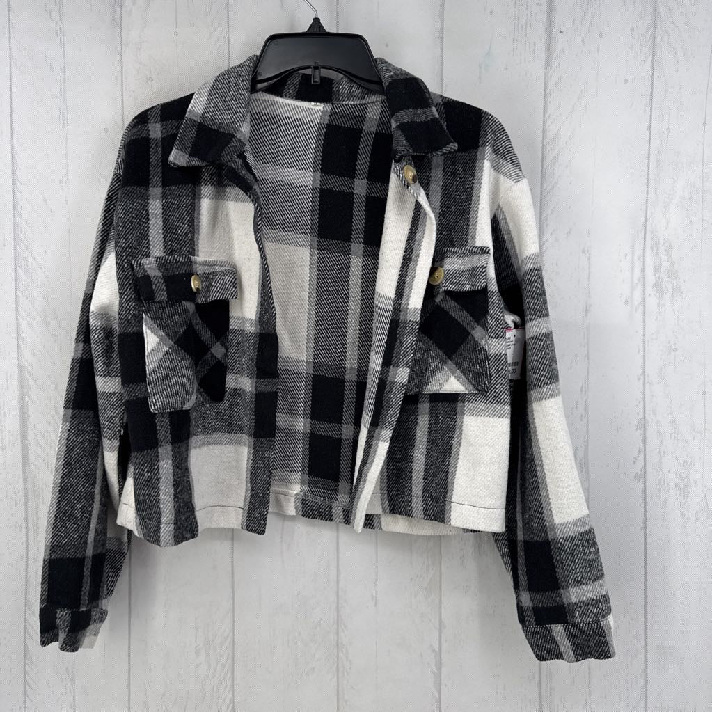 S plaid crop shacket