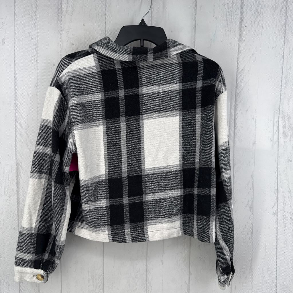 S plaid crop shacket