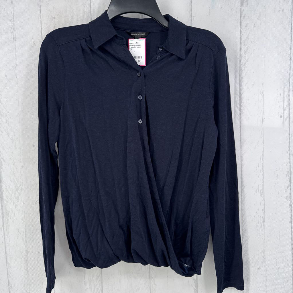 S quarter buton down crossover l/s top