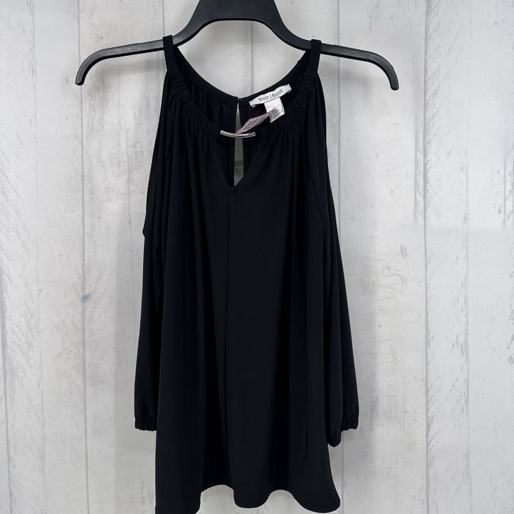 R49 XS notch neck cold shoulder top