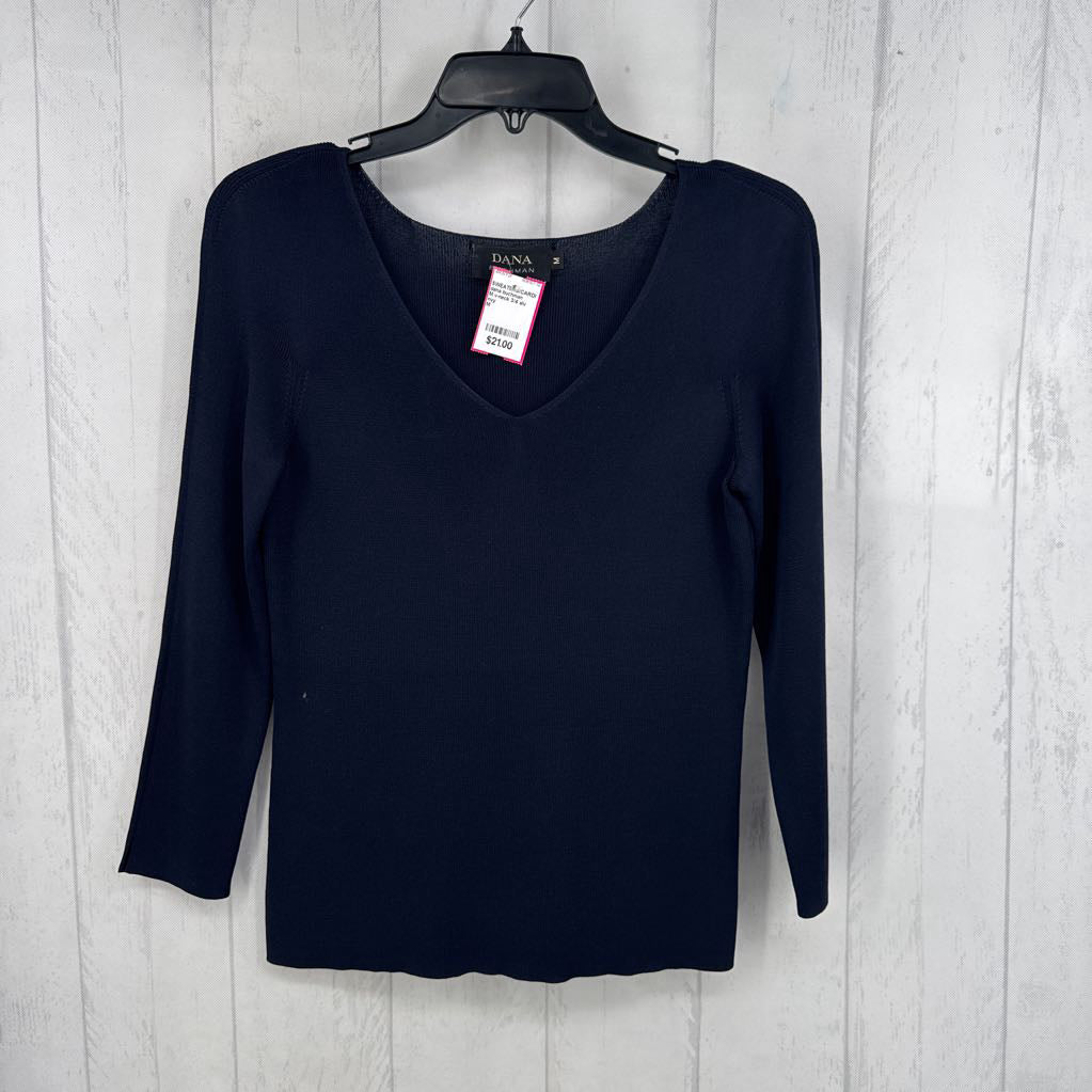 M v-neck 3/4 slv sweater