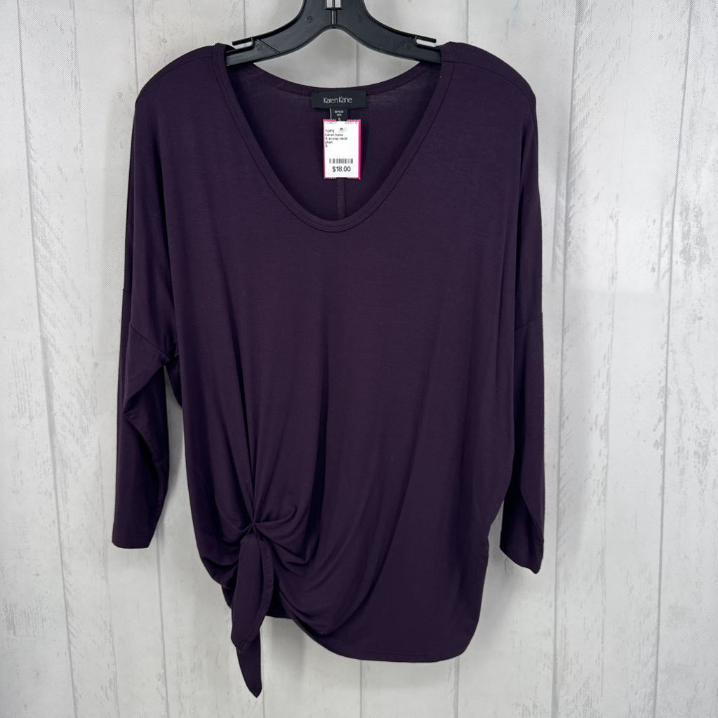 S scoop neck gathered 3/4 slv top
