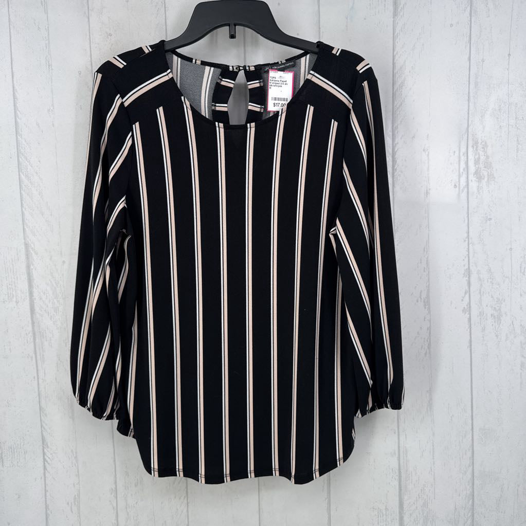 M striped 3/4 slv top