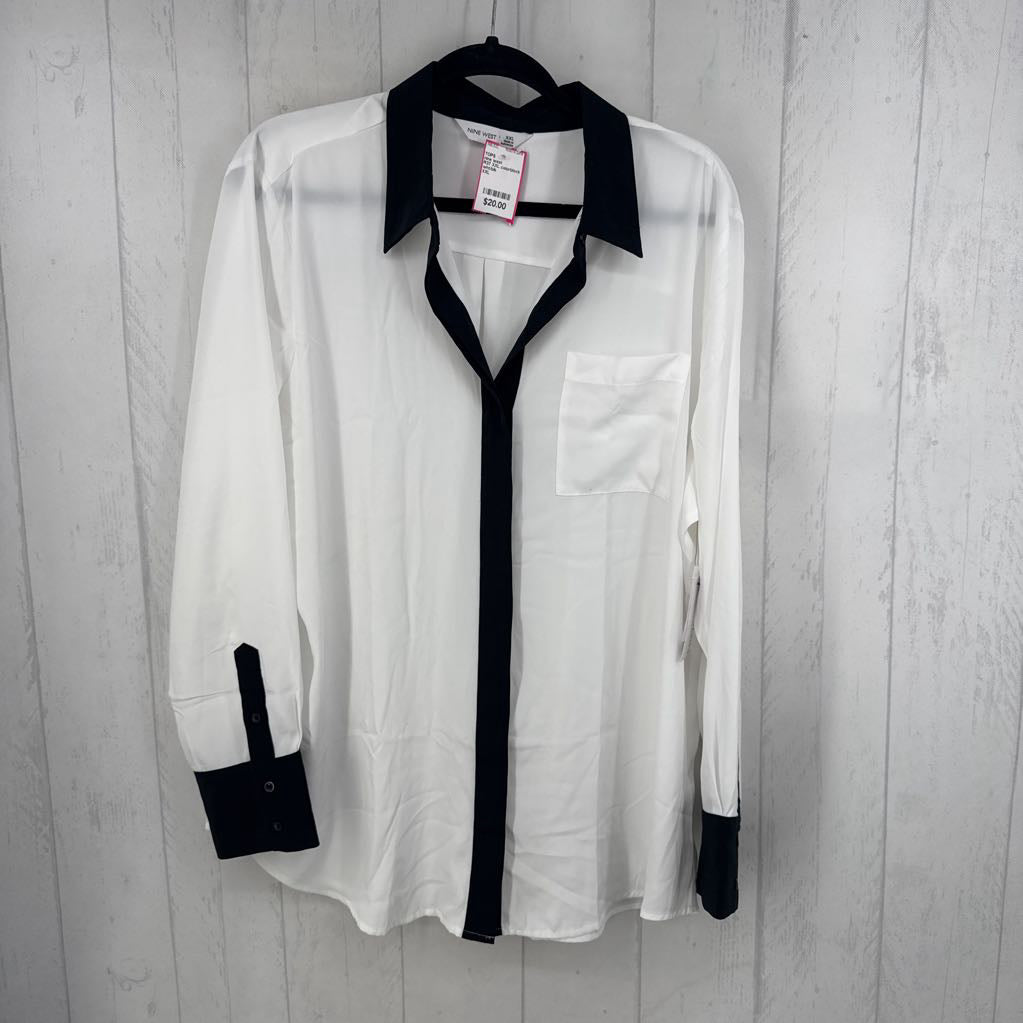 R37 XXL colorblock button down l/s top