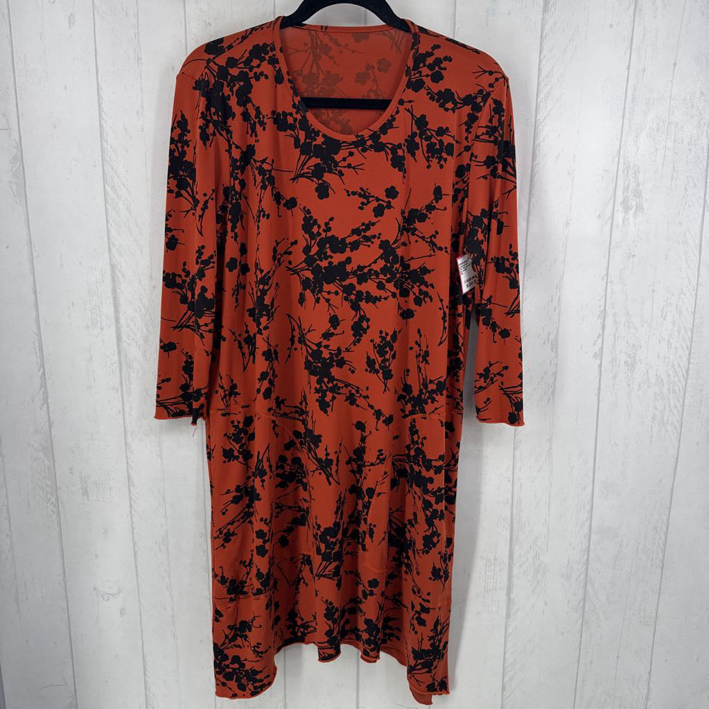 26 flo print 3/4 slv dress