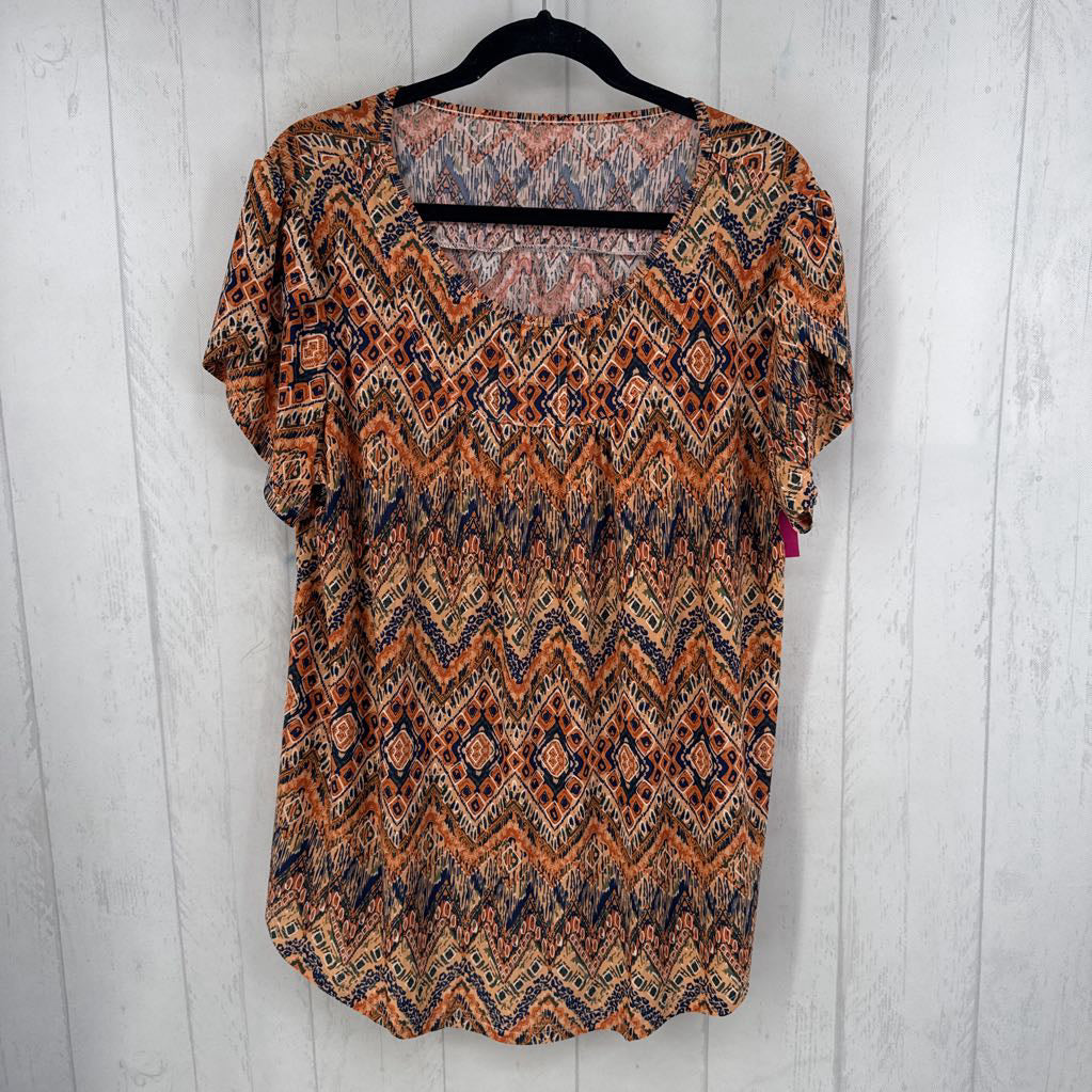 XXL printed round neck s/s top