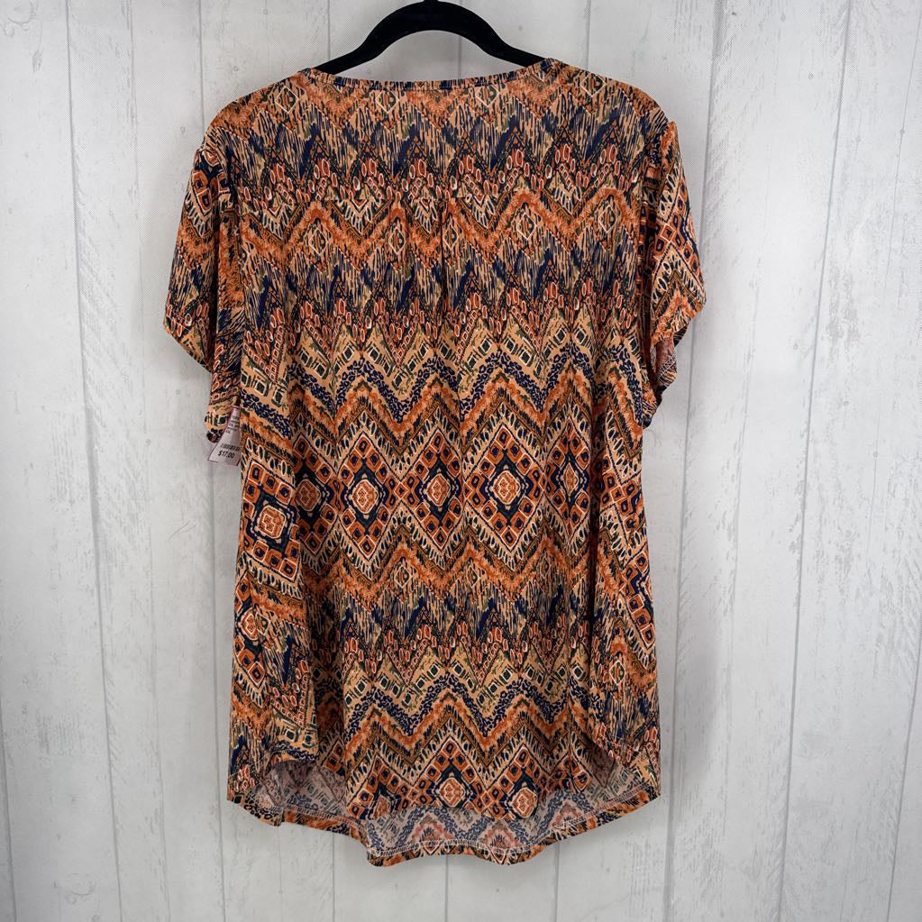 XXL printed round neck s/s top