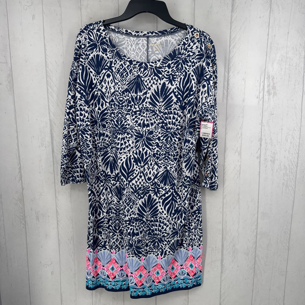 XL printed 3/4 slv dress