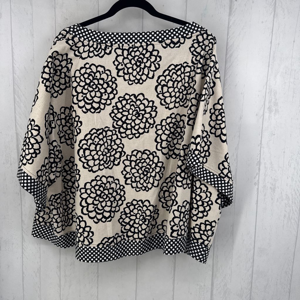 O/S flo print drop shoulder top
