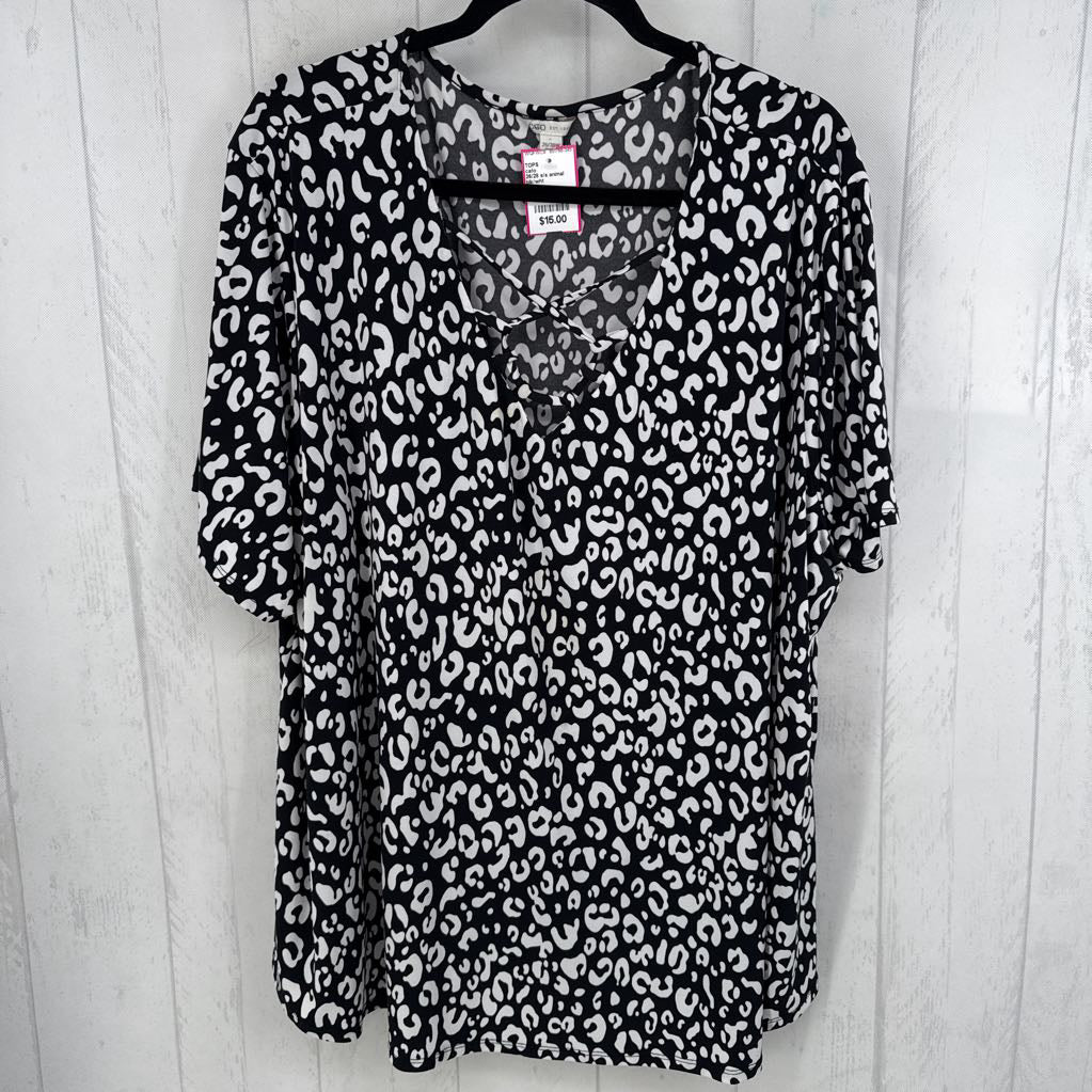 26/28 s/s animal print top