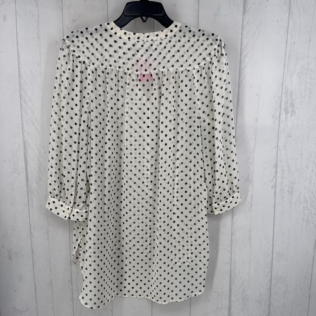 L semi-sheer polka dot 3/4 slv top