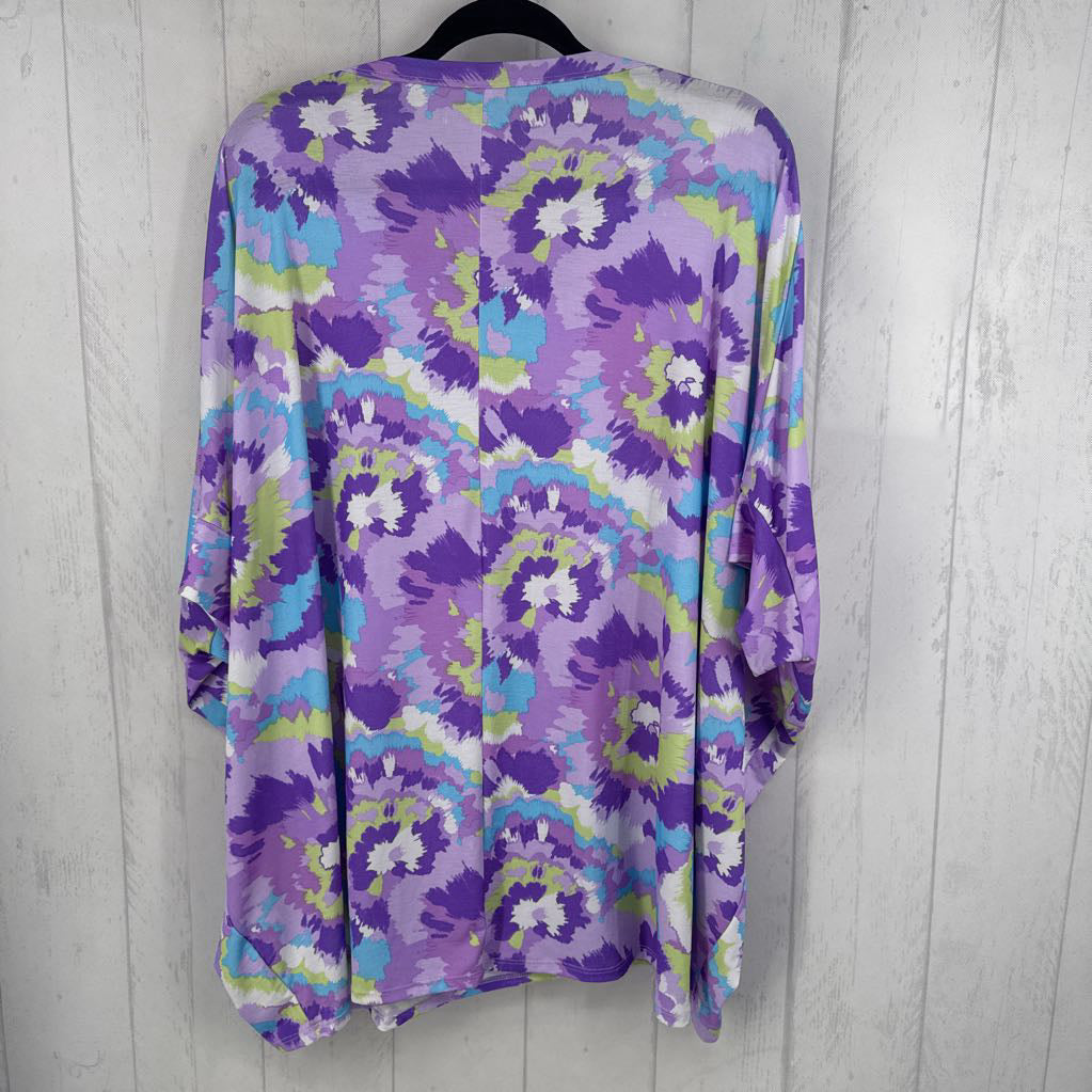 2X tie-dye round neck dolman slv tee