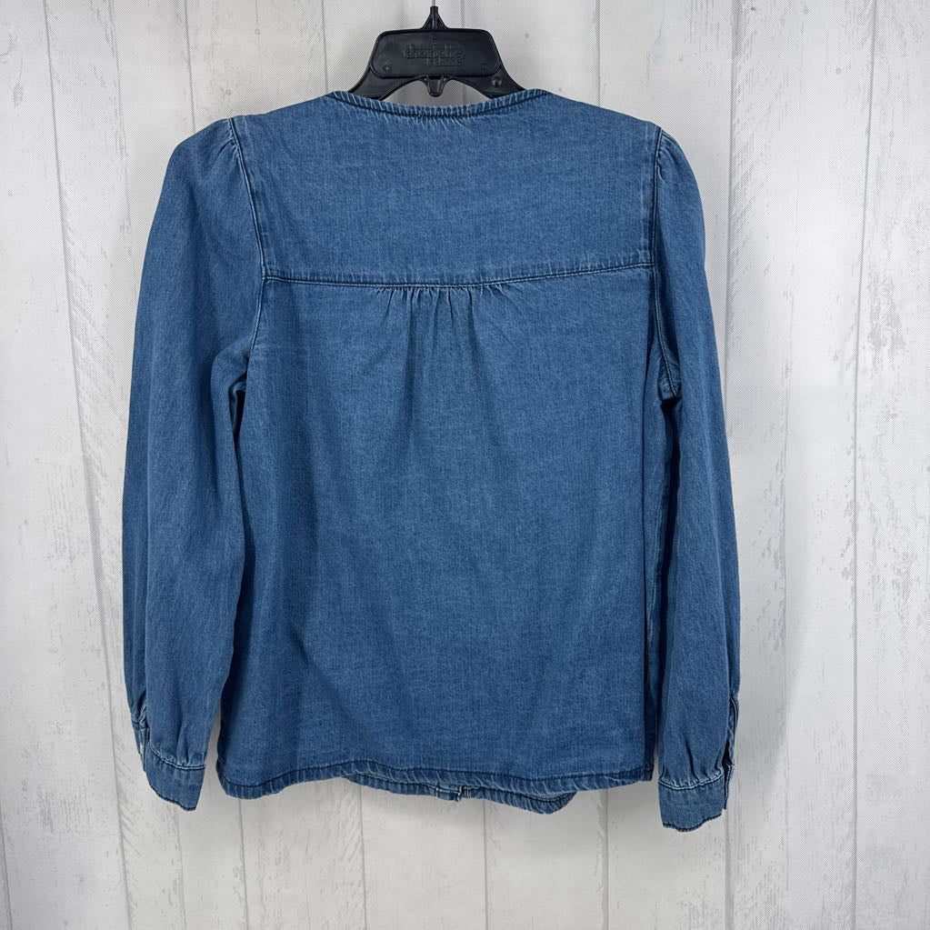 L flo embroidered button down l/s top