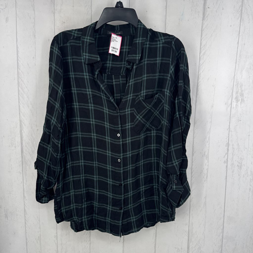 M plaid button down l/s top