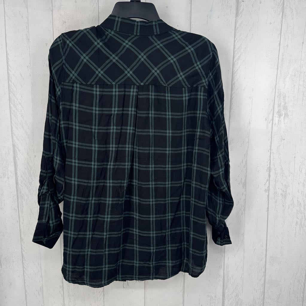 M plaid button down l/s top